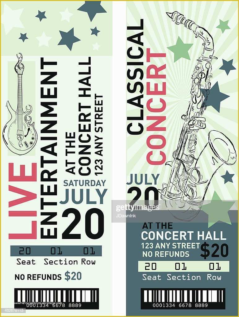 Concert Ticket Design Template Free Of Colorful Set Concert Ticket Templates Vector Art