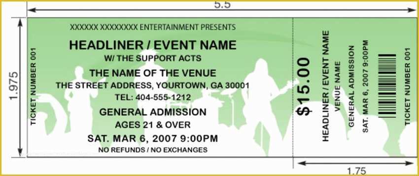 Concert Ticket Design Template Free Of Interesting Concert Ticket Template Example with White