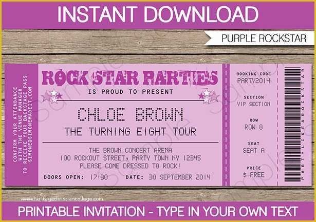 Concert Ticket Template Free Of 8 Best Of Free Printable Ticket Invitation Free