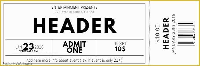 Concert Ticket Template Free Of Black and White Free Concert event Ticket Template