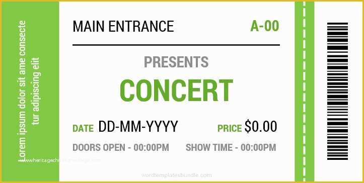 Concert Ticket Template Free Of Concert Ticket Templates for Ms Word