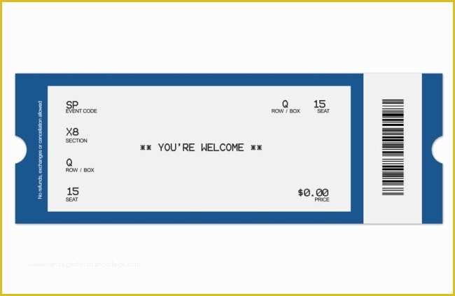 Concert Ticket Template Free Of Minimalist Design Of Concert Ticket Template with Blue