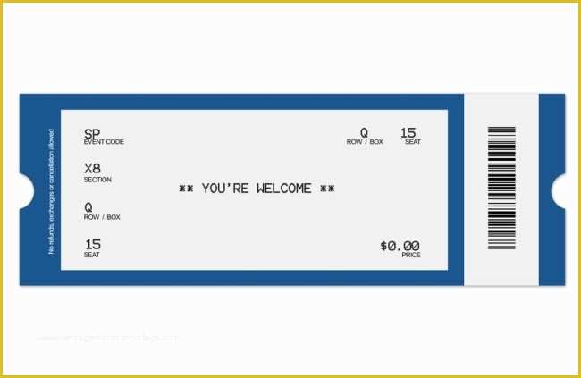 Concert Ticket Template Free Of Minimalist Design Of Concert Ticket Template with Blue