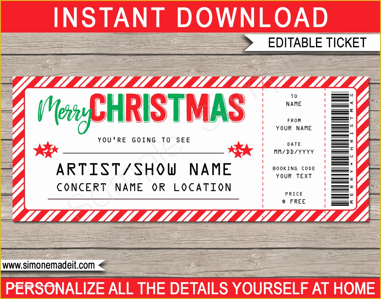 Concert Ticket Template Free Of Printable Christmas Gift Concert Ticket Template
