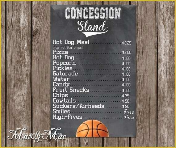 Concession Stand Menu Template Free Of Basketball Birthday Concession Stand Menu Basketball Party