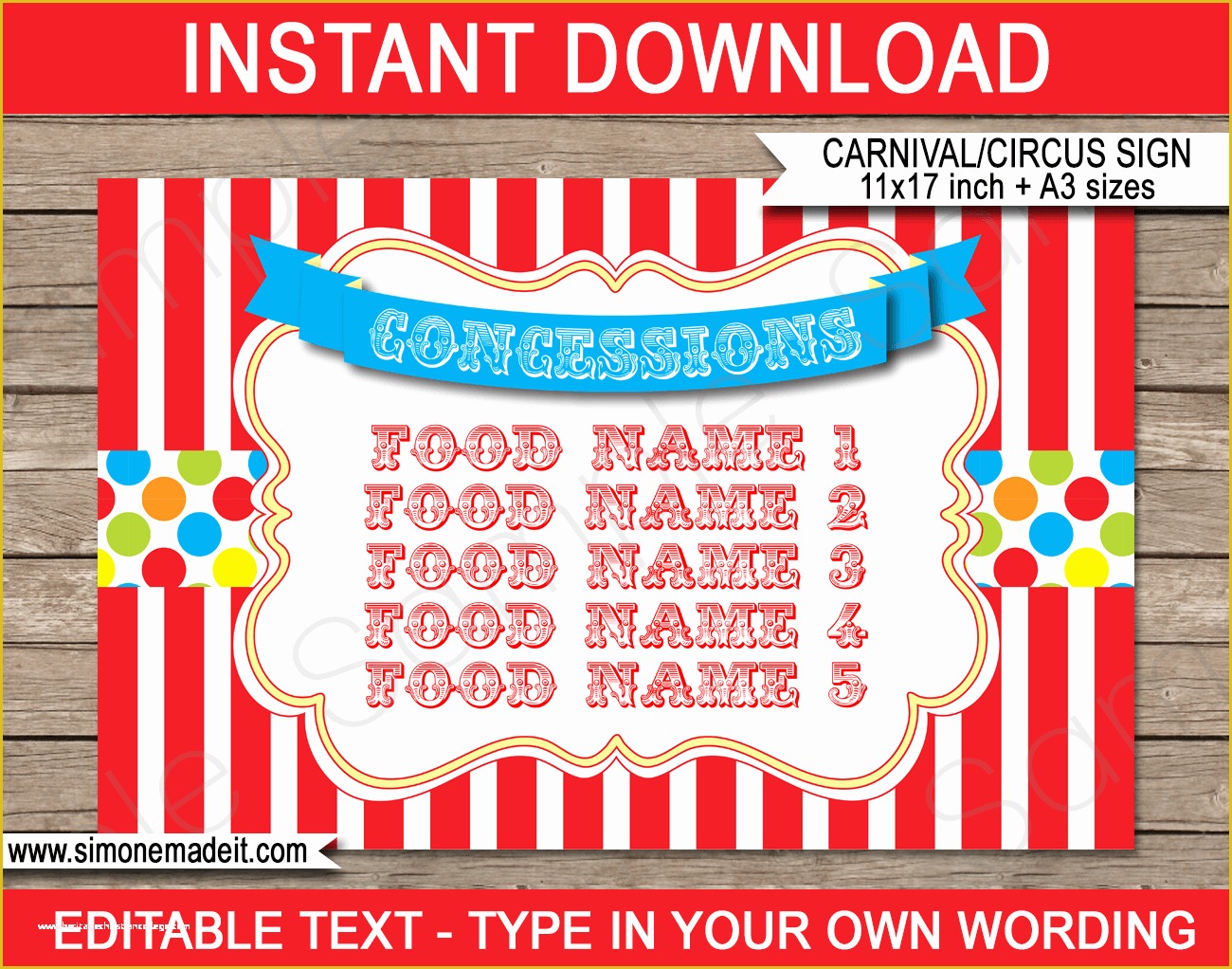 Concession Stand Menu Template Free Of Carnival Party Printables