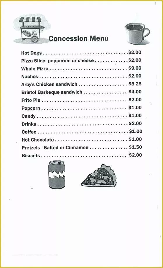 Concession Stand Menu Template Free Of Concession Menu Template