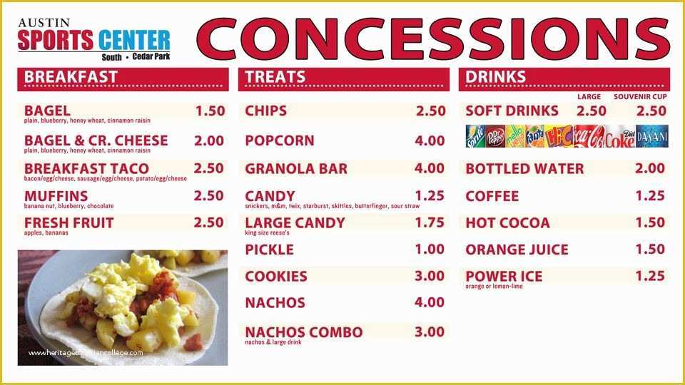 Concession Stand Menu Template Free Of Concession Stand Food