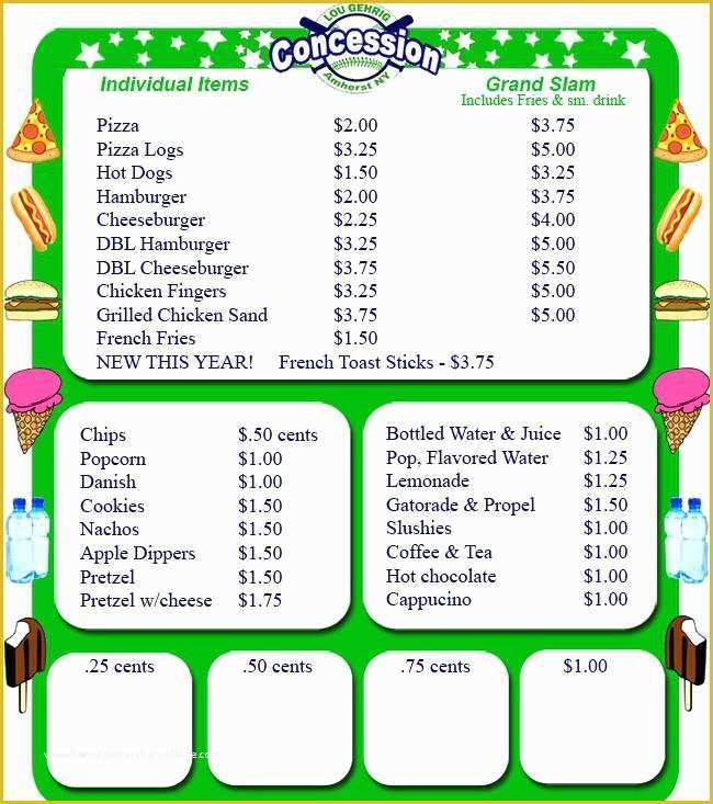 Concession Stand Menu Template Free Of Concession Stand Menu Template Create Free Food Amp