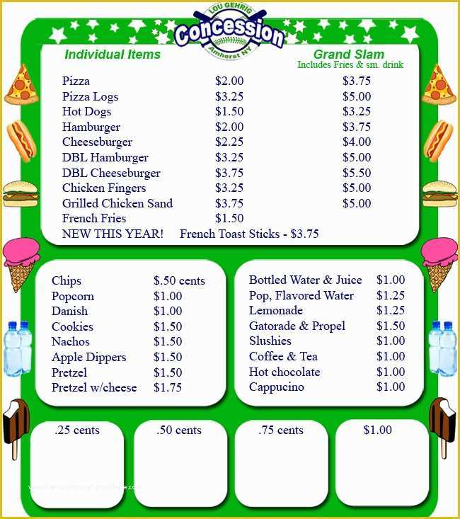 Concession Stand Menu Template Free Of Concession Stand Menu Template 