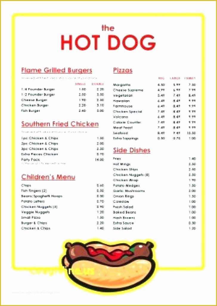 Concession Stand Menu Template Free Of Concession Stand Menu Template Word to Go fortable