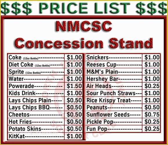 Concession Stand Menu Template