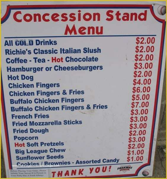Concession Stand Menu Template Free Of Pin Concession Stand Menu On Pinterest