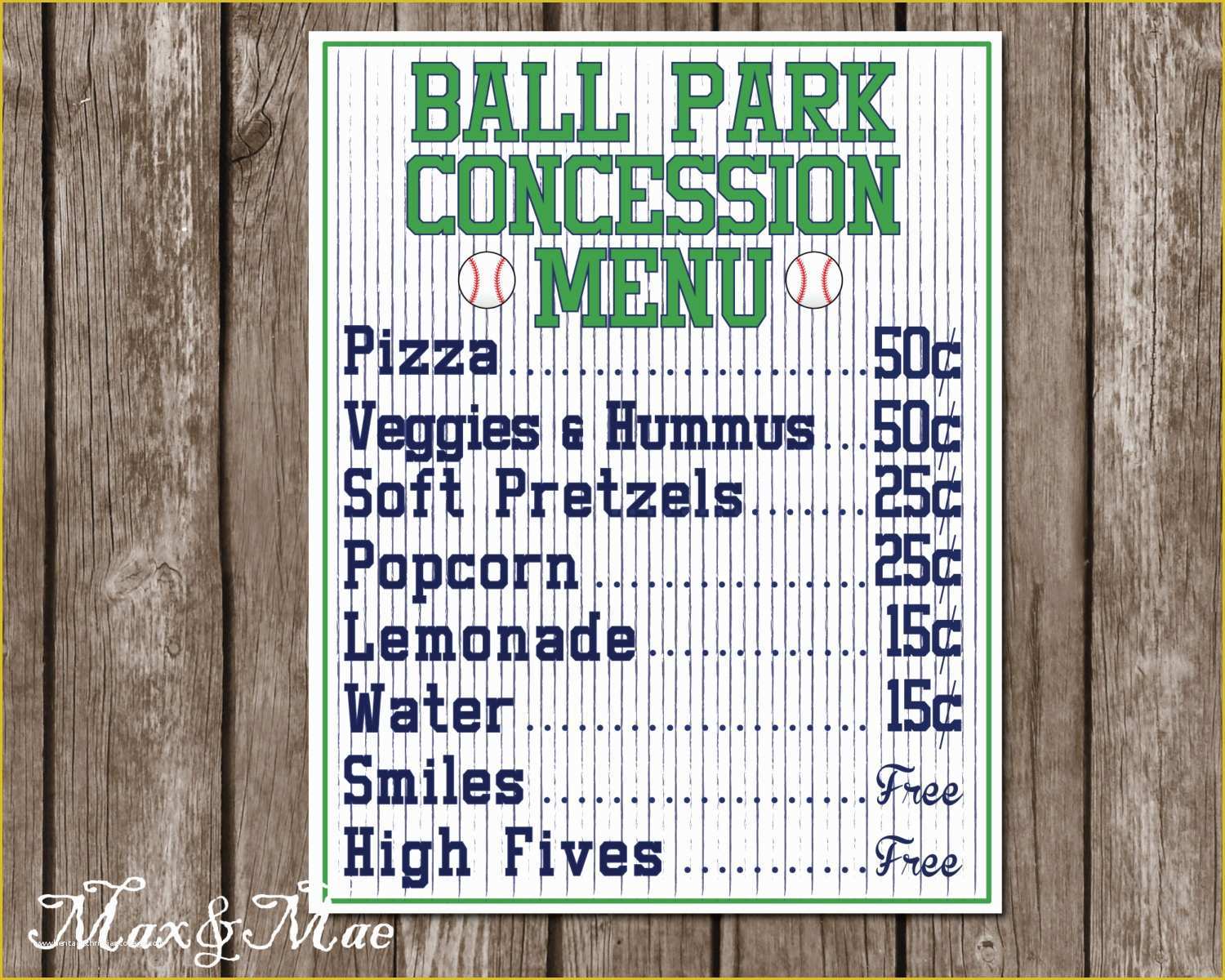 Concession Stand Menu Template Free Of Sports Concession Menu Baseball theme Baseball Party Decor