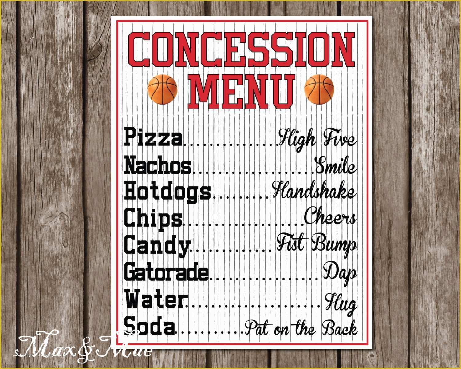 Concession Stand Menu Template Free Of Sports Concession Menu Basketball Party Decor Basketball