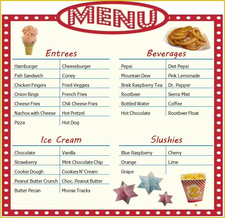 Concession Stand Menu Template Free Of Summertime Concession Stand Baylor Beach Parkbaylor