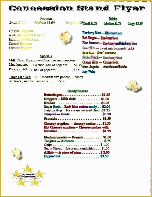 Concession Stand Menu Template Free Of Zach S Desktop Publishing Conession Stand Flyer