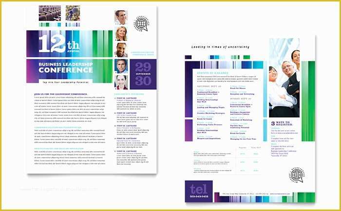 Conference Brochure Template Free Of Business Leadership Conference Datasheet Template Design