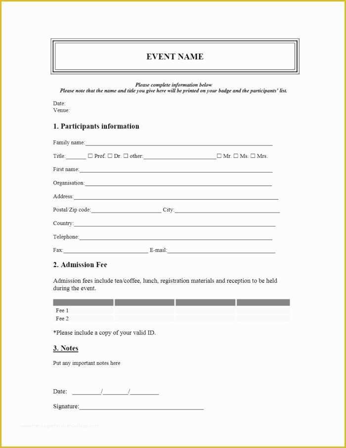Conference Registration form Template Free Download Of Catering Booking form Template Templates Resume