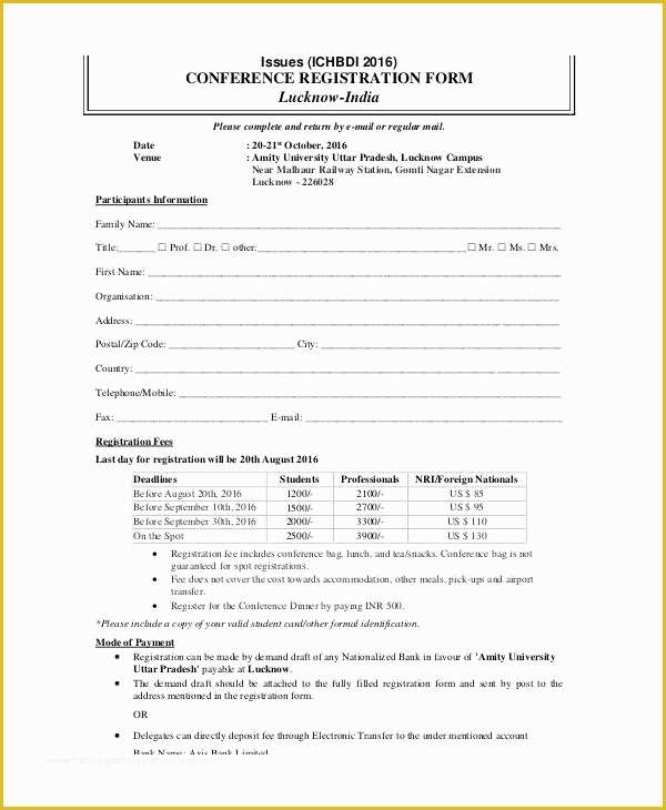 Conference Registration form Template Free Download Of Free Download event Registration form Template Word