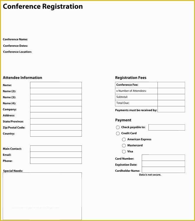 Conference Registration form Template Free Download Of Pdf Templates