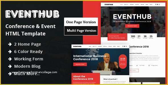 Conference Website Template Free Of eventhub Conference & event HTML Template events