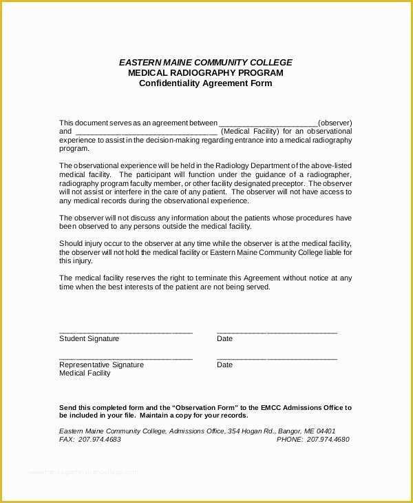 Confidentiality Agreement Template Free Of 12 Medical Confidentiality Agreement Templates Free