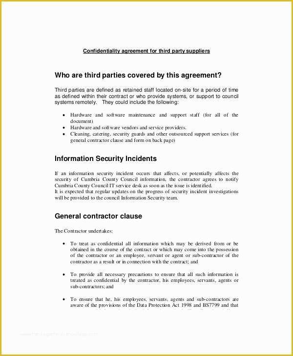 Confidentiality Agreement Template Free Of 15 Basic Confidentiality Agreement Templates Free