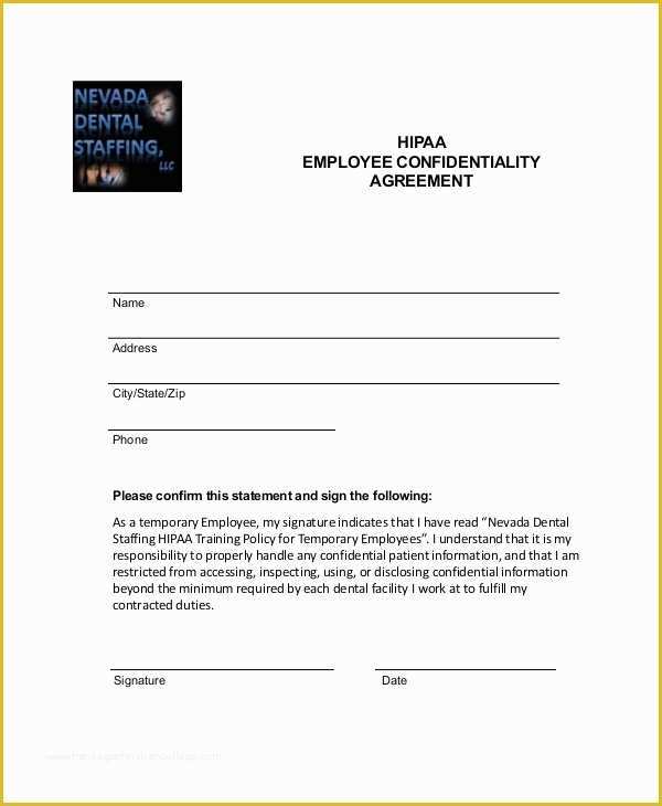 Confidentiality Agreement Template Free Of 15 Employee Confidentiality Agreement Templates – Free