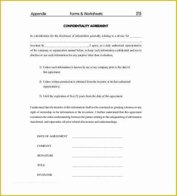 Confidentiality Agreement Template Free Of 25 Confidentiality Agreement Templates Doc Pdf