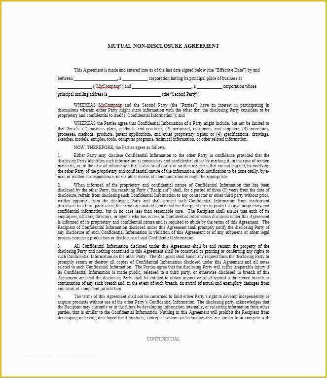 Confidentiality Agreement Template Free Of 40 Non Disclosure Agreement Templates Samples & forms