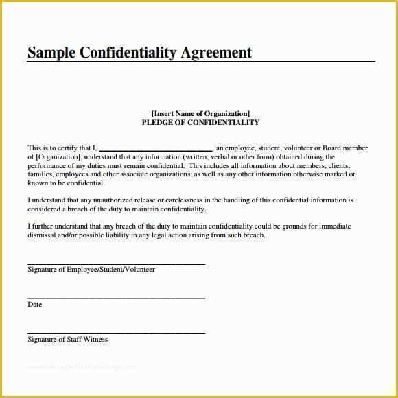 Confidentiality Agreement Template Free Of 7 Free Confidentiality Agreement Templates Excel Pdf formats