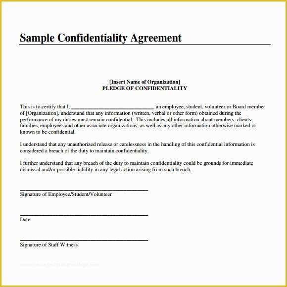Confidentiality Agreement Template Free Of Confidentiality Agreement Template 9 Download Free