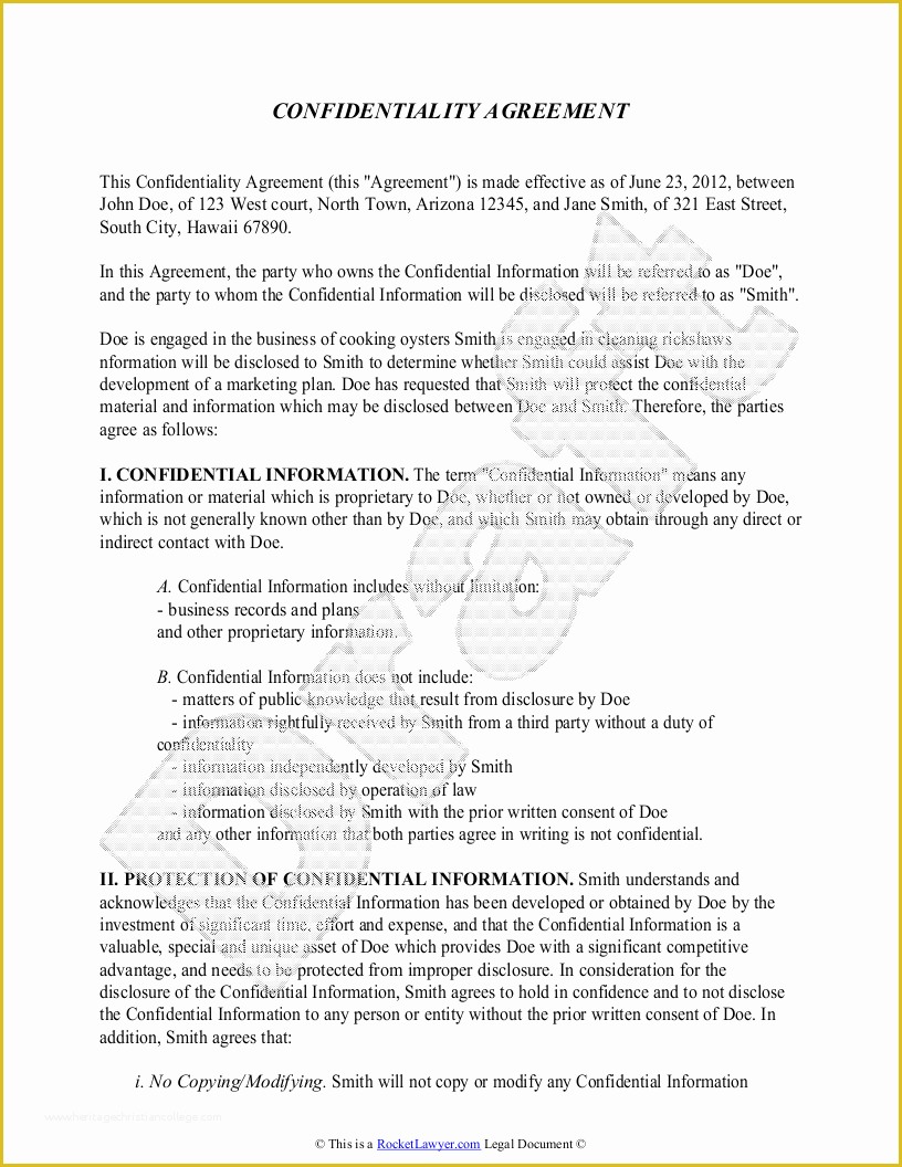 Confidentiality Agreement Template Free Of Confidentiality Agreement Template Free Sample