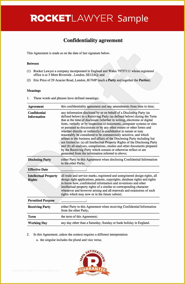 Confidentiality Agreement Template Free Of Free Nda Non Disclosure and Confidentiality Agreement