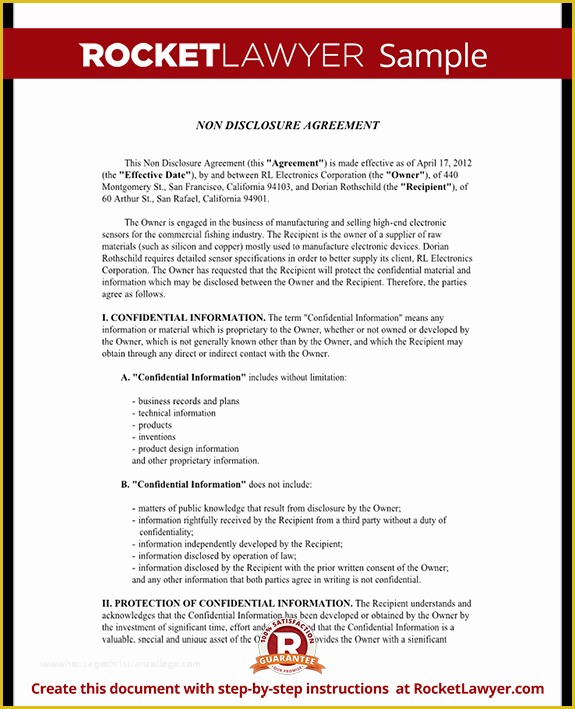 Confidentiality Agreement Template Free Of Non Disclosure Agreement Nda form Create A Free Nda form