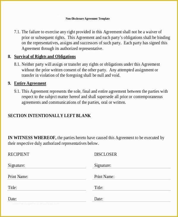 Confidentiality Agreement Template Free Of Standard Non Disclosure Agreement form 20 Free Word