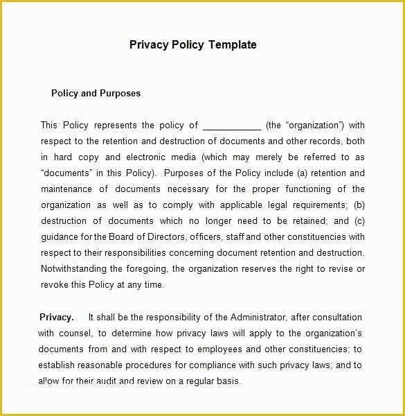Confidentiality Policy Template Free Of 11 Privacy Policy Templates Pdf Doc