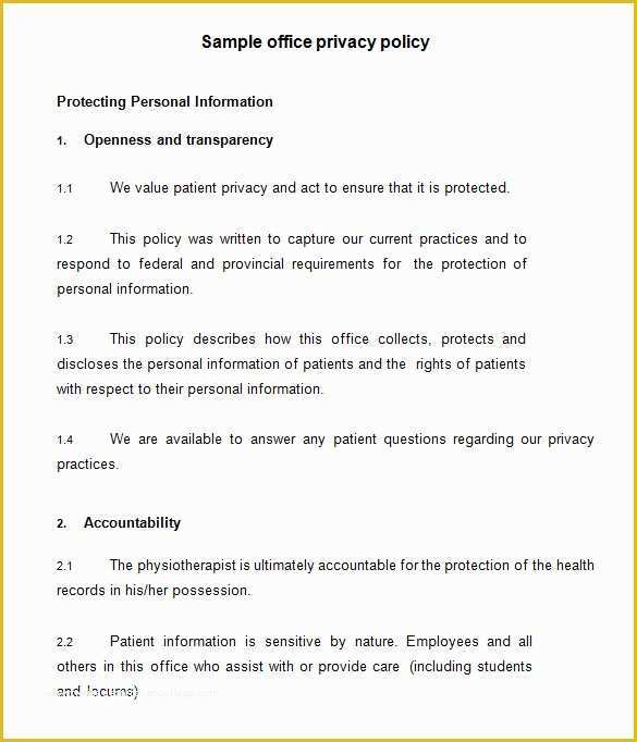 Confidentiality Policy Template Free Of 11 Privacy Policy Templates Pdf Doc