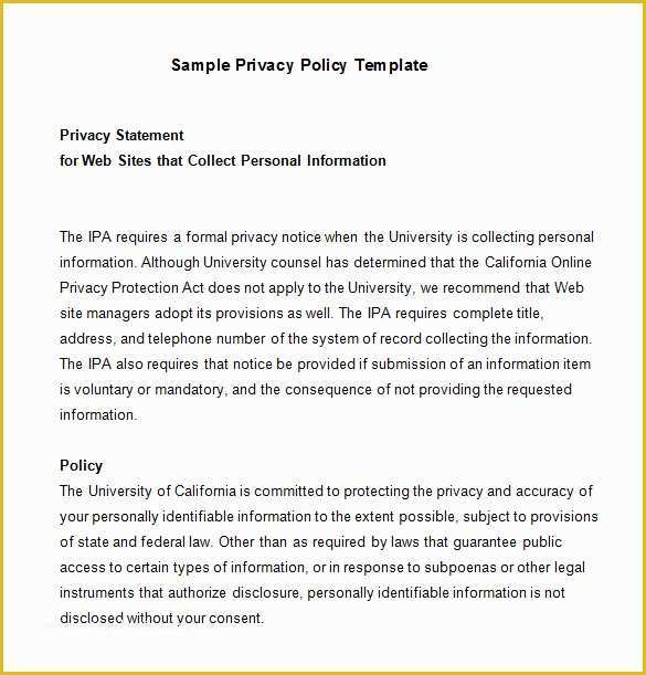 Confidentiality Policy Template Free Of 11 Privacy Policy Templates Pdf Doc