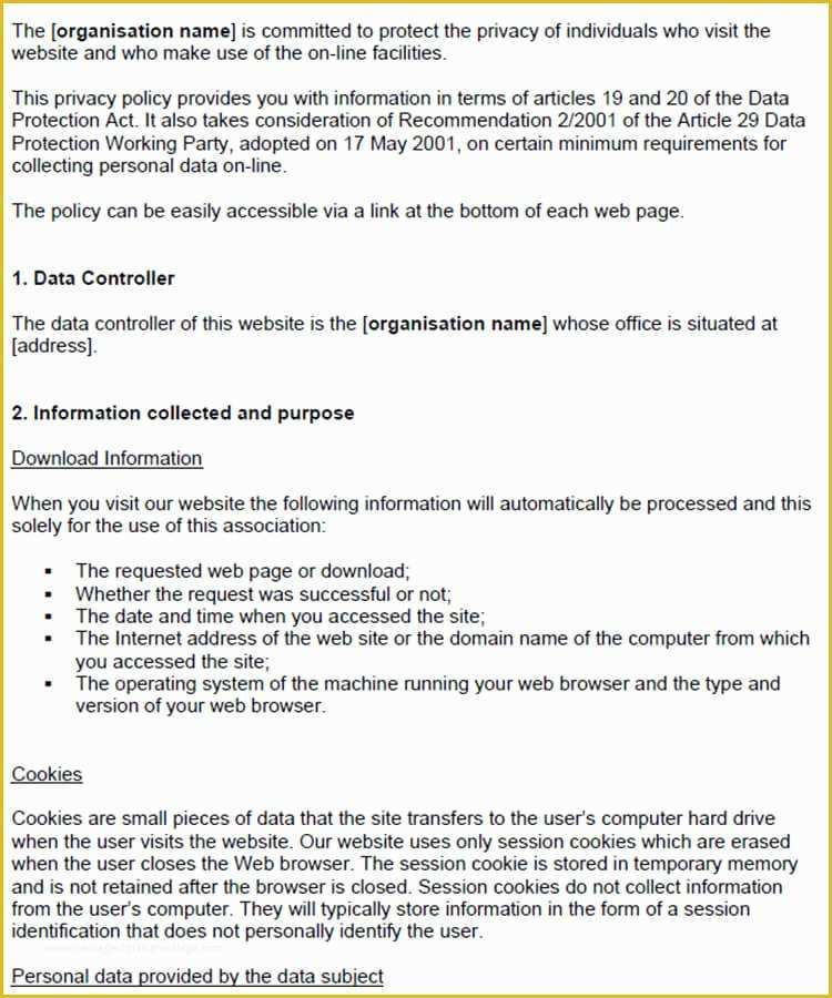 Confidentiality Policy Template Free Of 13 Privacy Policy Templates