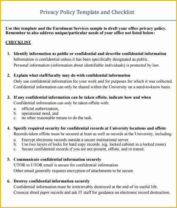 Confidentiality Policy Template Free Of 6 Sample Privacy Notice Templates to Download