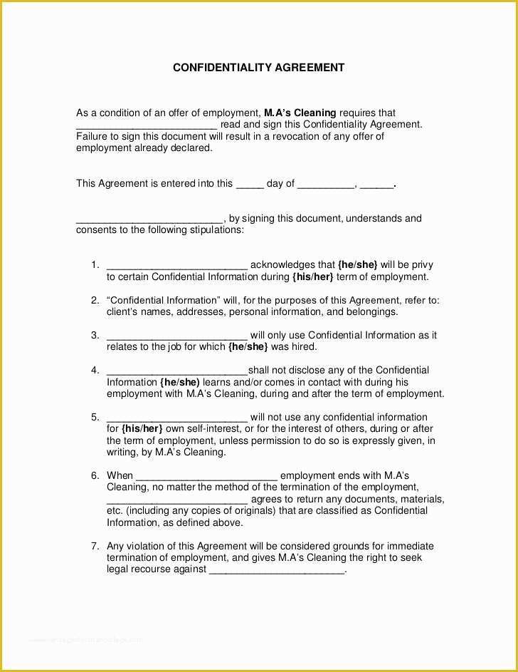 Confidentiality Policy Template Free Of Confidentiality Agreement