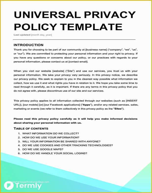 Confidentiality Policy Template Free Of Free Privacy Policy Templates