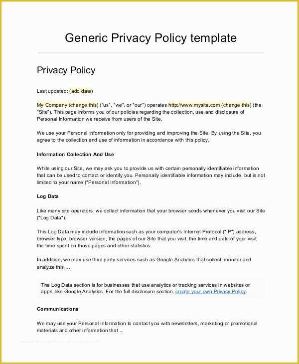 Confidentiality Policy Template Free Of Pany Policy Template 16 Free Pdf Documents Download