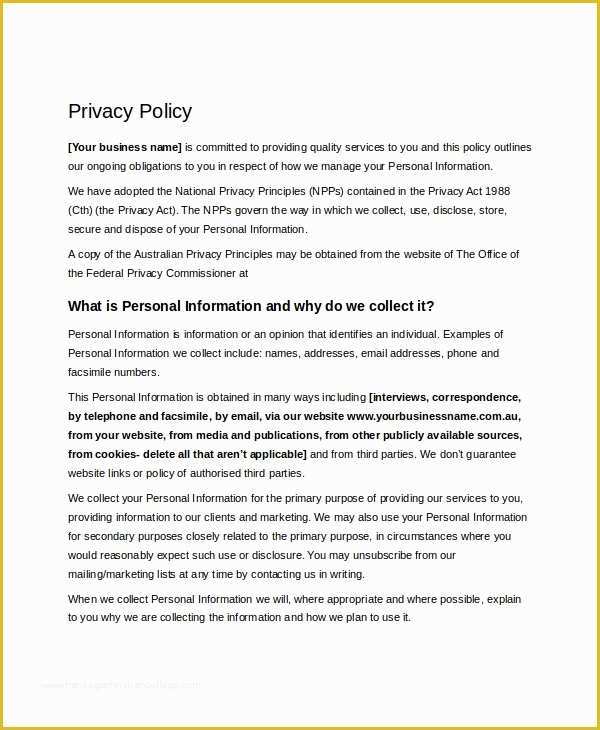 Confidentiality Policy Template Free Of Policy Template 10 Free Word Pdf Document Downloads