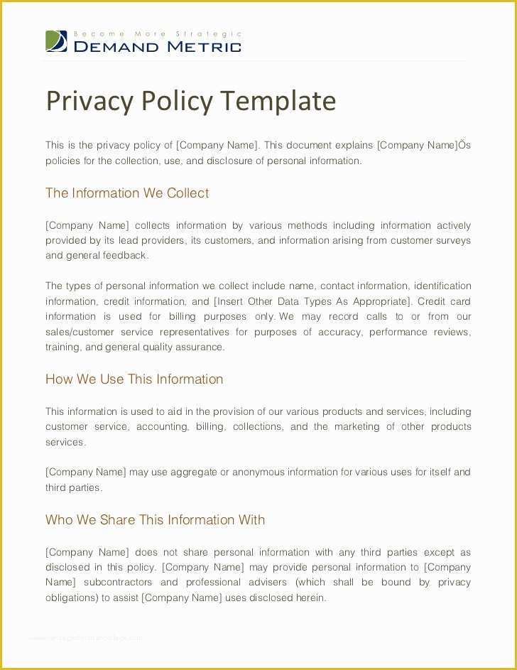Confidentiality Policy Template Free Of Privacy Policy Template