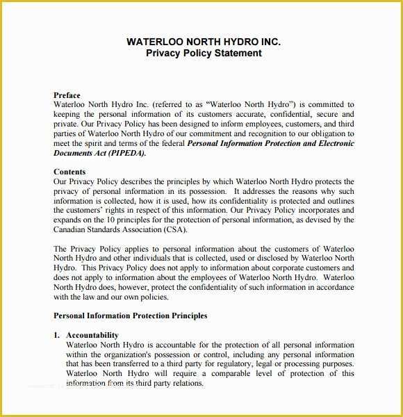 Confidentiality Policy Template Free Of Sample Privacy Policy Sample 9 Free Documents In Pdf