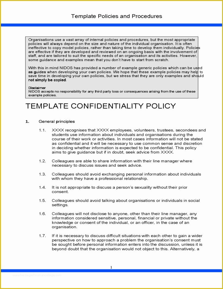 Confidentiality Policy Template Free Of Template Confidentiality Policy Free Download