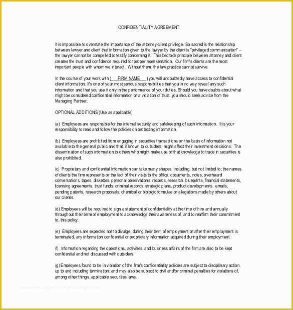 Confidentiality Template Free Of 10 Confidentiality Agreement Templates